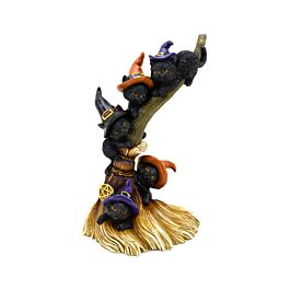 Witches Black Cat Climbing Broomstick