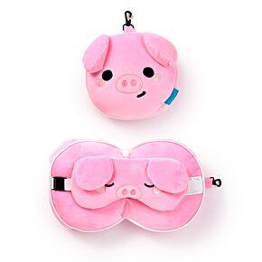 Relaxeazzz Adoramals Oliver the Pig Plush Travel Pillow & Eye Mask