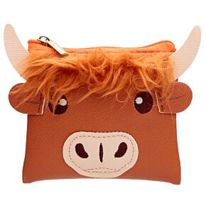 Highland Coo Cow Fluffy Fringe PVC Purse