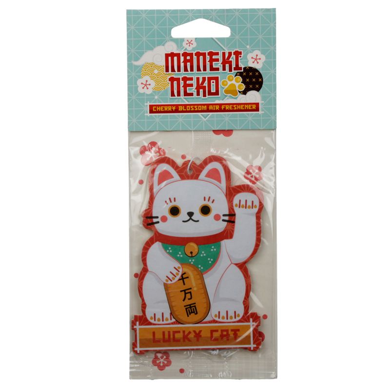 Cherry Blossom White Maneki Neko Lucky Cat Air Freshener 