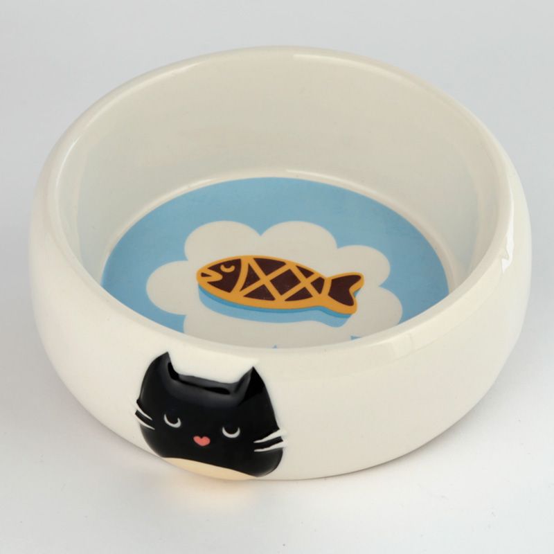 Ceramic Feline Fine Cat Pet Food Bowl